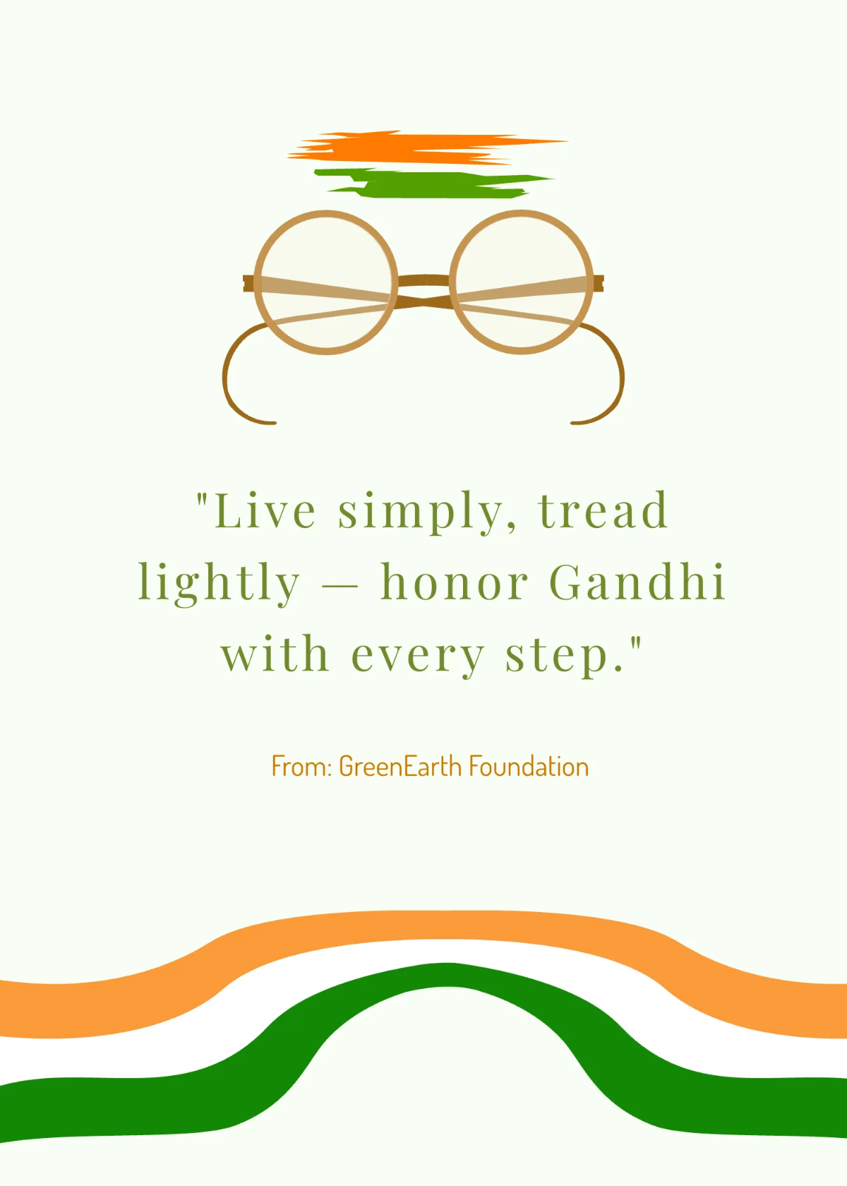 Free Gandhi Jayanti Sustainability Message Wishes Template to Edit Online
