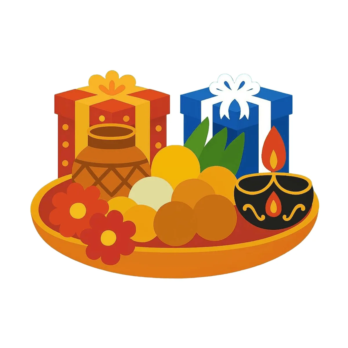 Free Festive Sweets and Diyas Bhai Dooj Clipart Template to Edit Online