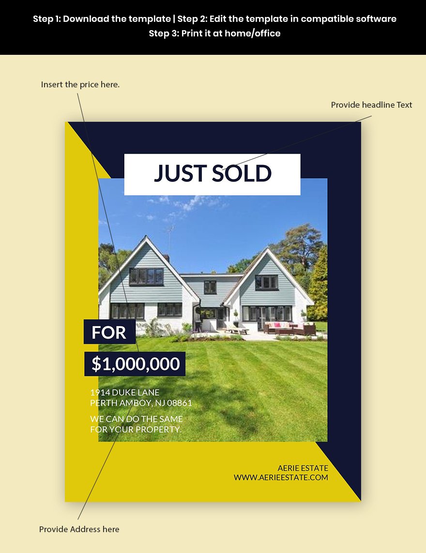 Just Sold Real Estate Flyer Template Download in Word, Google Docs