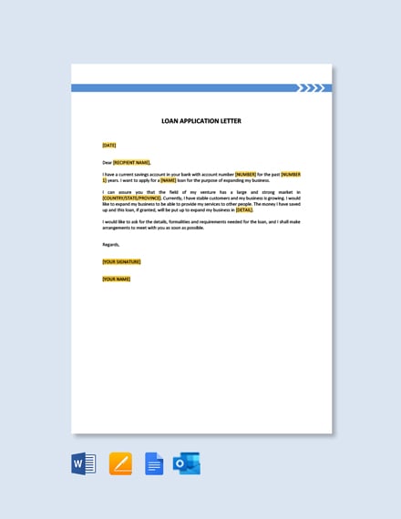 Loan Application Letter Template - Google Docs, Word, Apple Pages ...