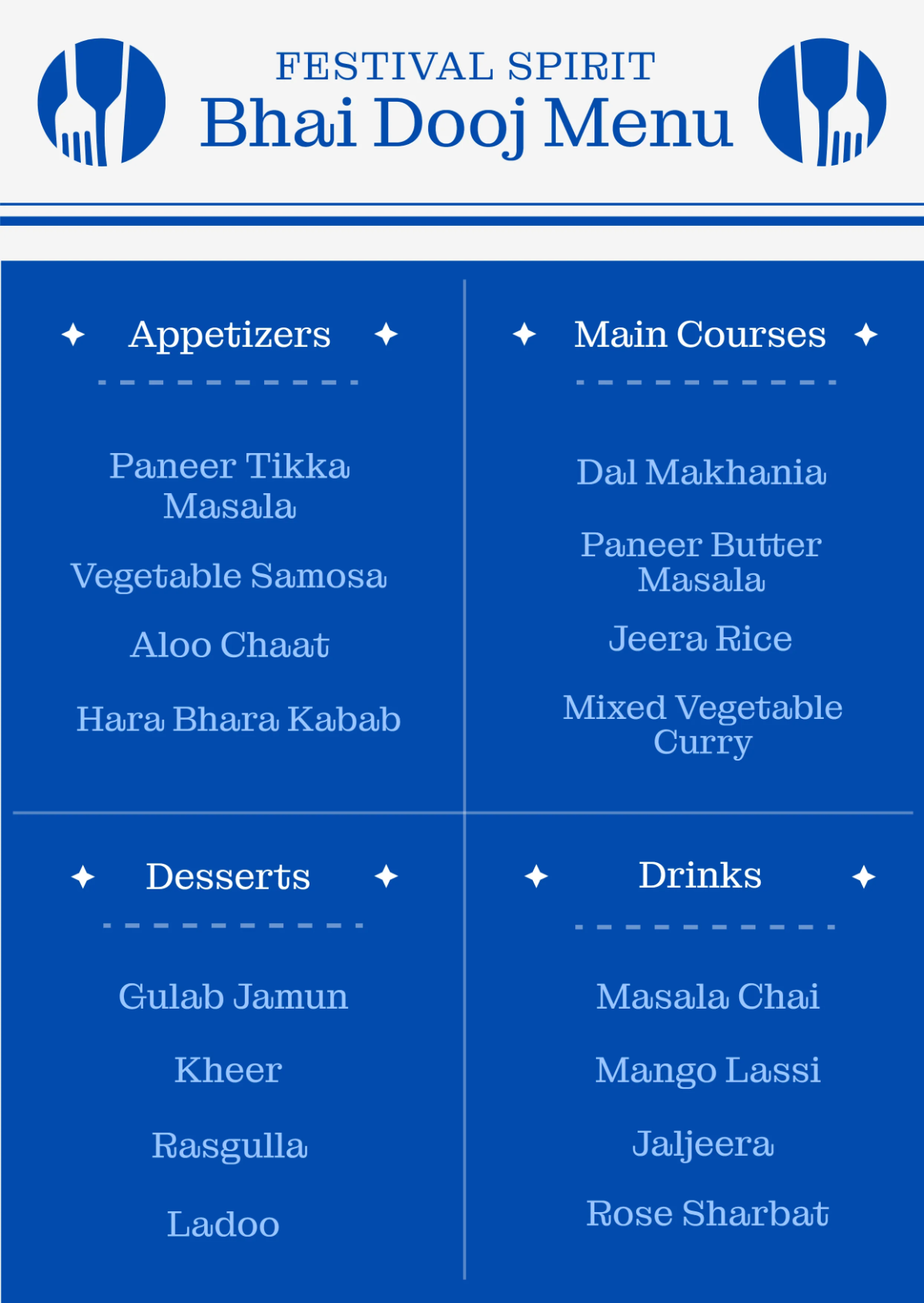 Free Festival Spirit Bhai Dooj Menu Template to Edit Online
