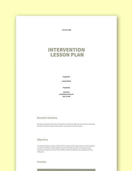 18 Intervention Plan Templates Free Downloads Template