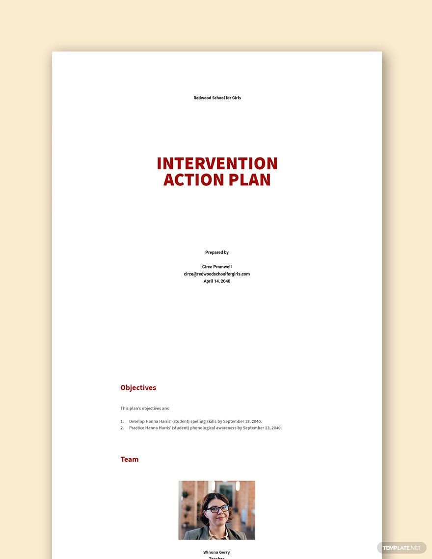 Classroom Behavior Intervention Plan Template Google Docs Word Apple Pages Pdf Template Net