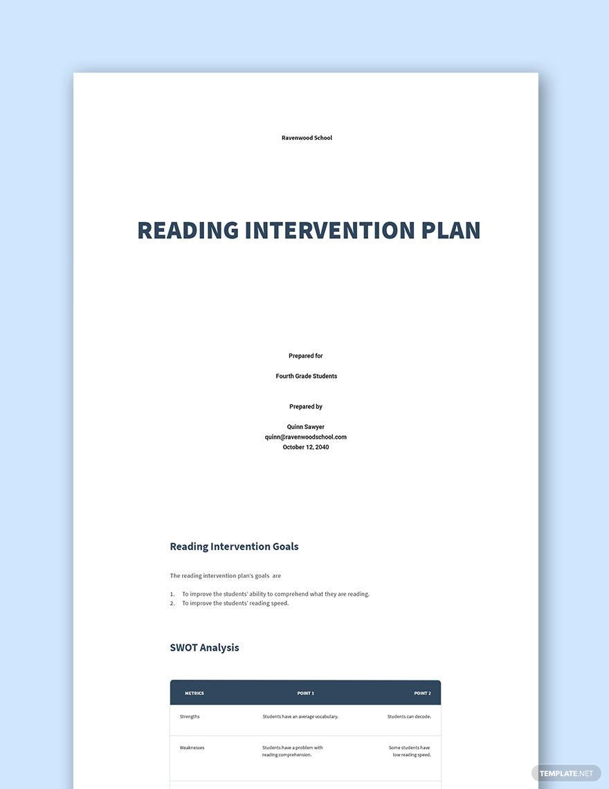 Intervention Plan Template