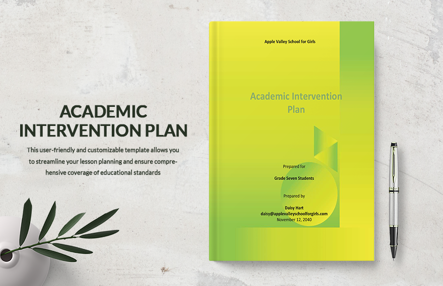 Academic Intervention Plan Template