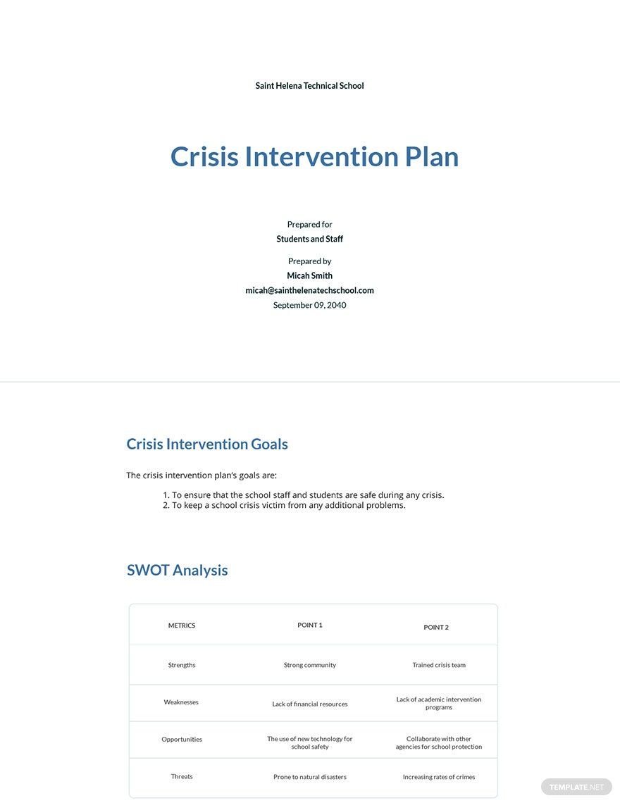 Crisis Intervention Plan Template