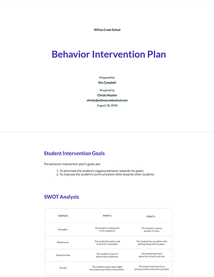 18+ Intervention Plan Templates - Free Downloads | Template.net