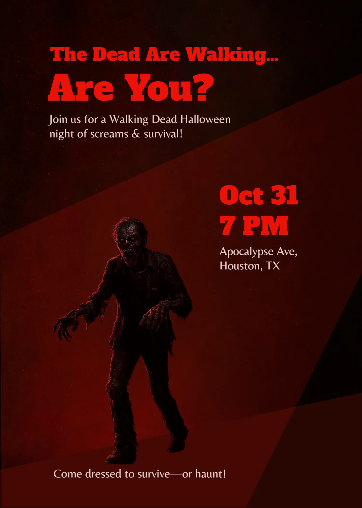 Free Walking Dead Halloween Invitation Template to Edit Online