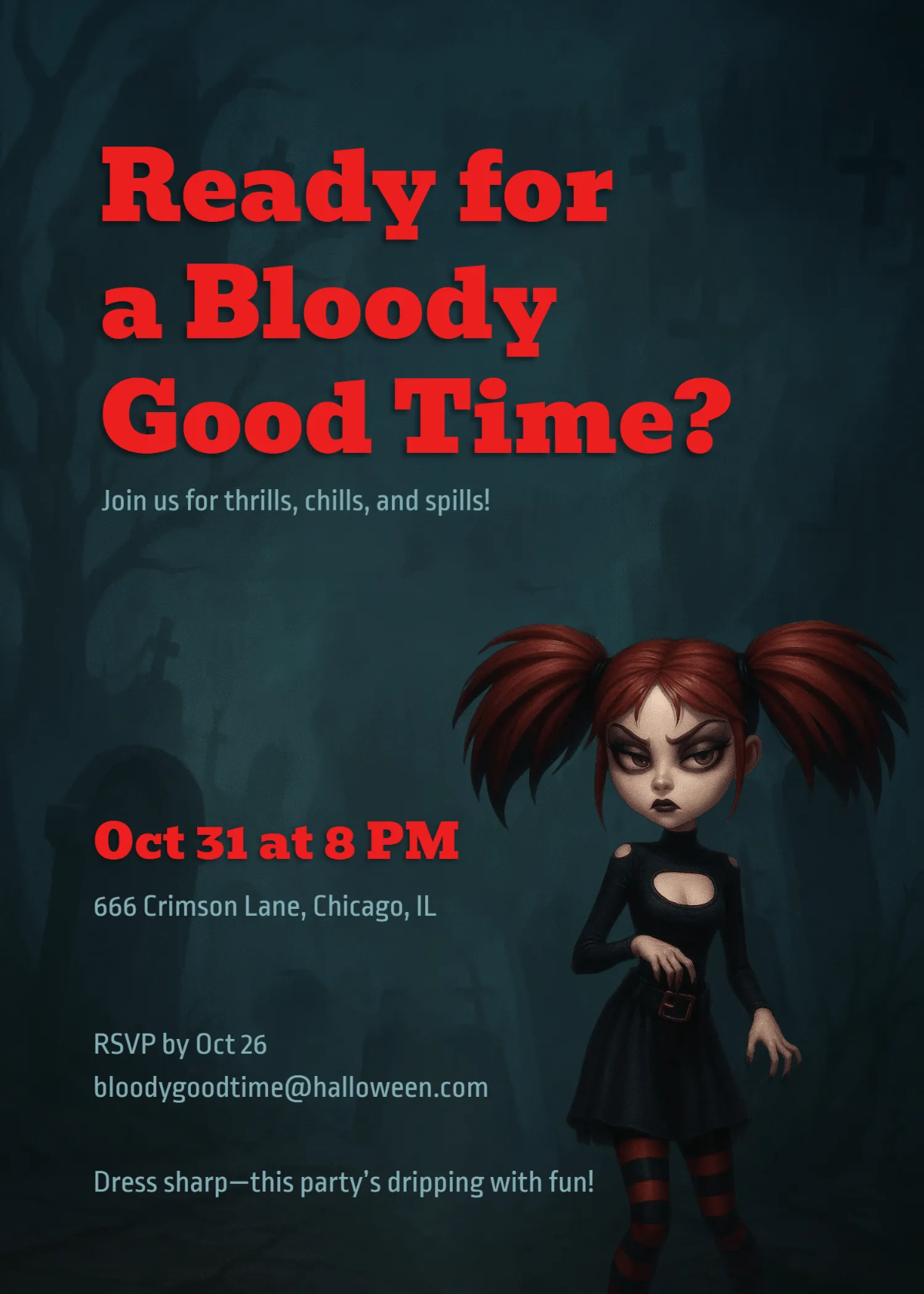 Free Bloody Good Time Halloween Invitation Template to Edit Online