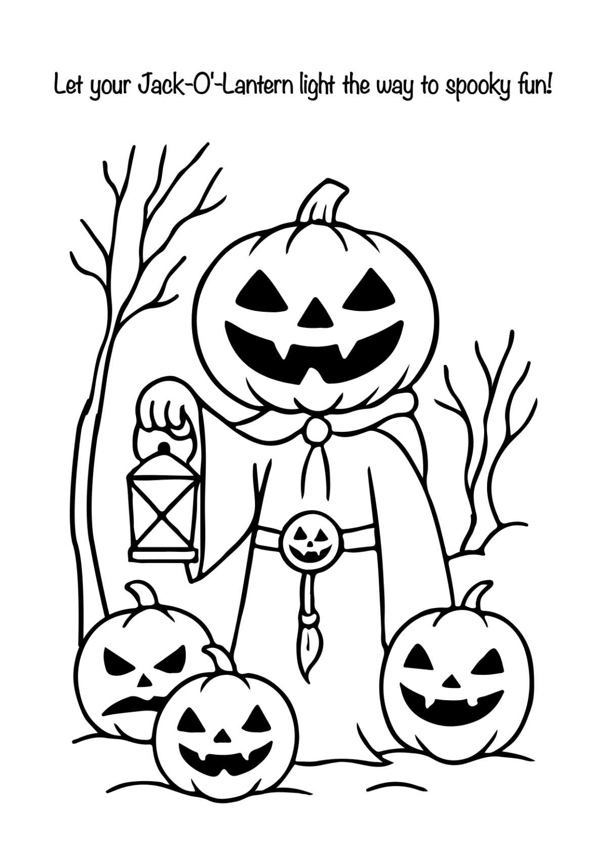 Free Halloween Jack-O'-Lantern Drawing Template to Edit Online