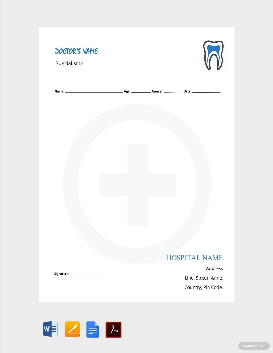 Dentist Doctor's Prescription Template in Word, Pages, PDF, Google Docs - Download | Template.net