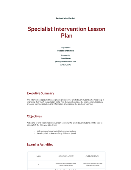 18 Intervention Plan Templates Free Downloads Template