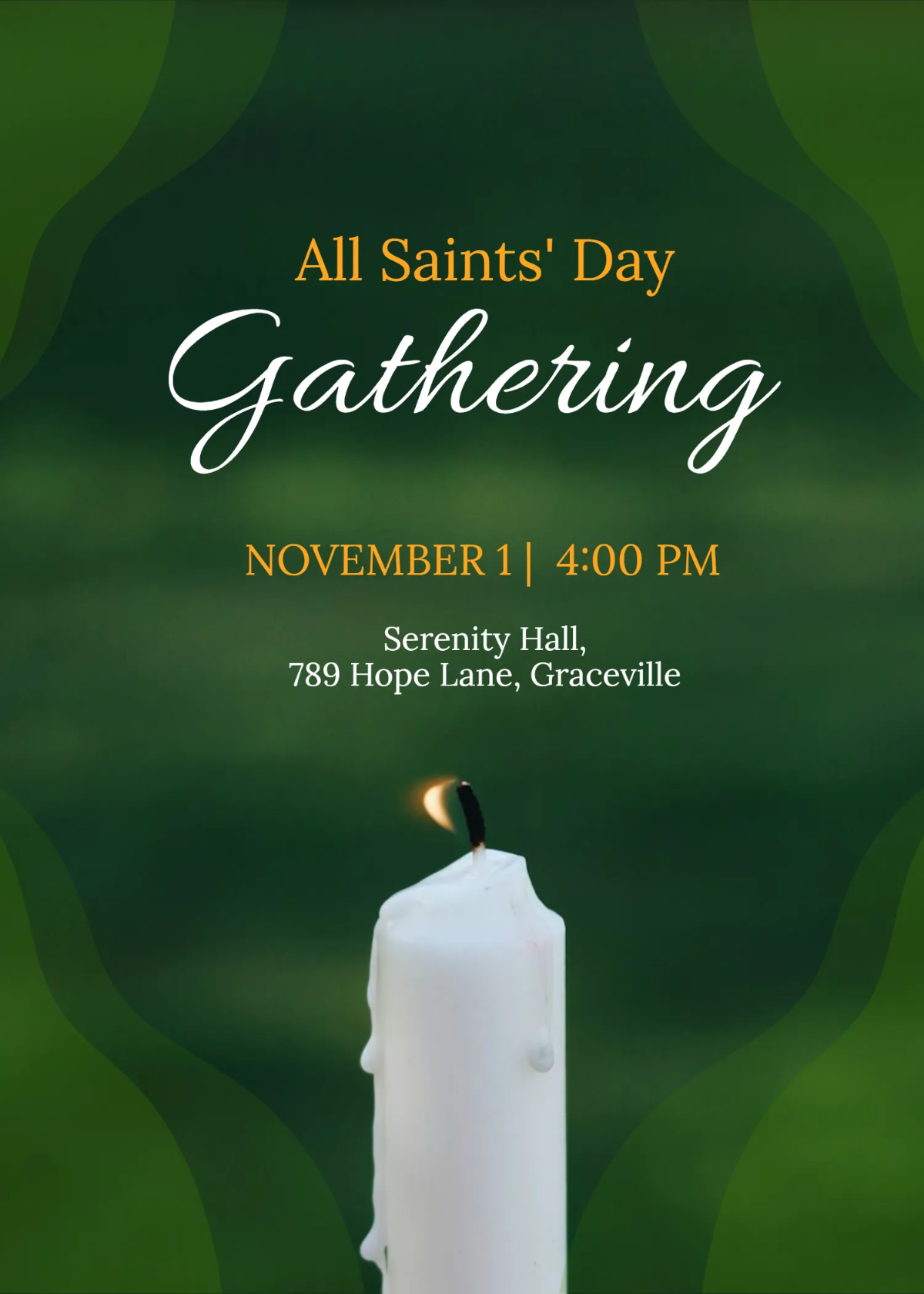 Free Calligraphy All Saints' Day Invitation Template to Edit Online