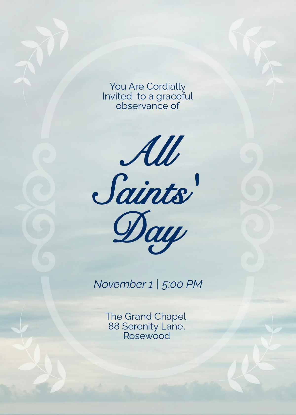 Free Elegant All Saints' Day Invitation Template to Edit Online