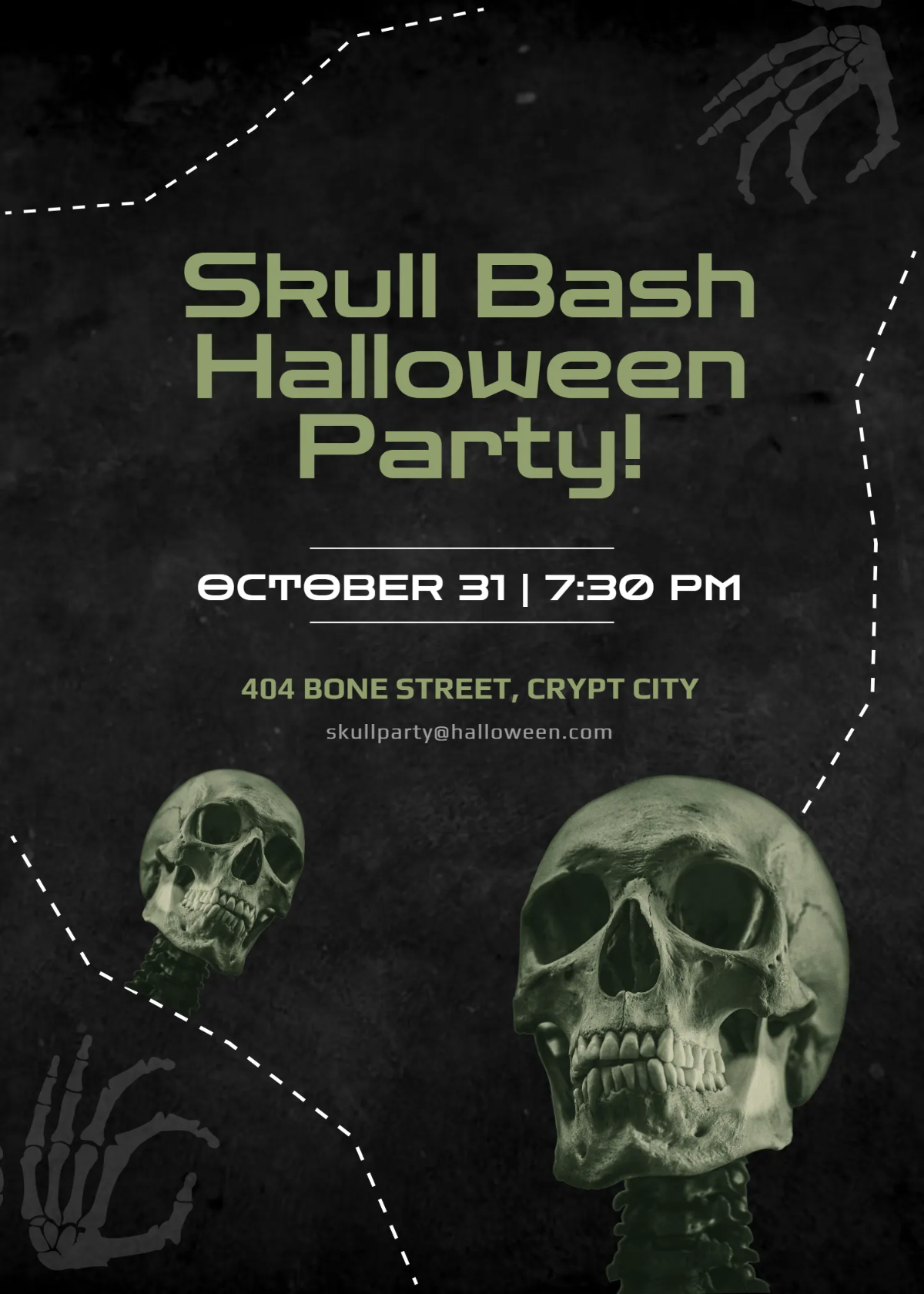 Free Skull Halloween Invitation Template to Edit Online