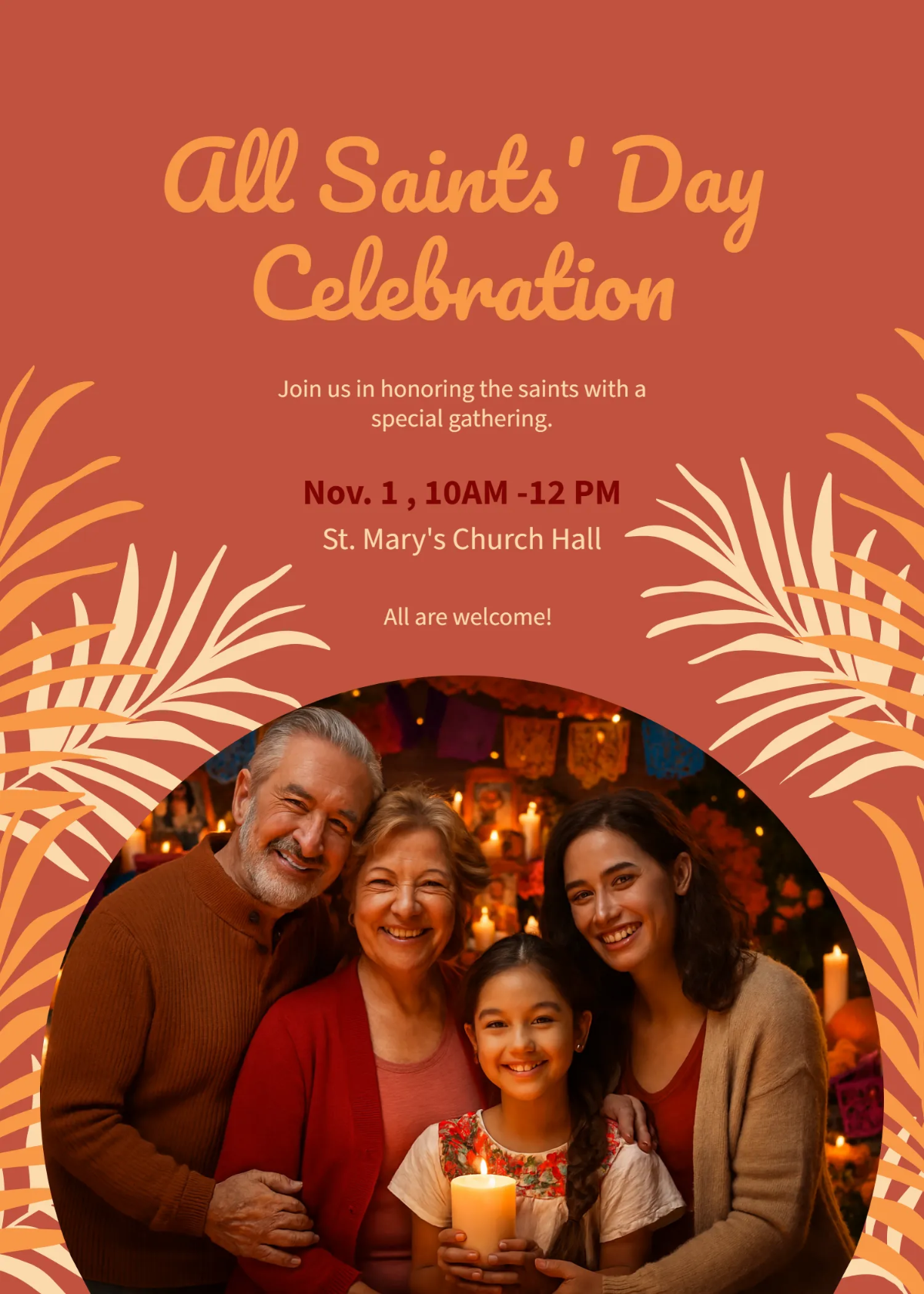 Free All Saints' Day Images Invitation Template to Edit Online