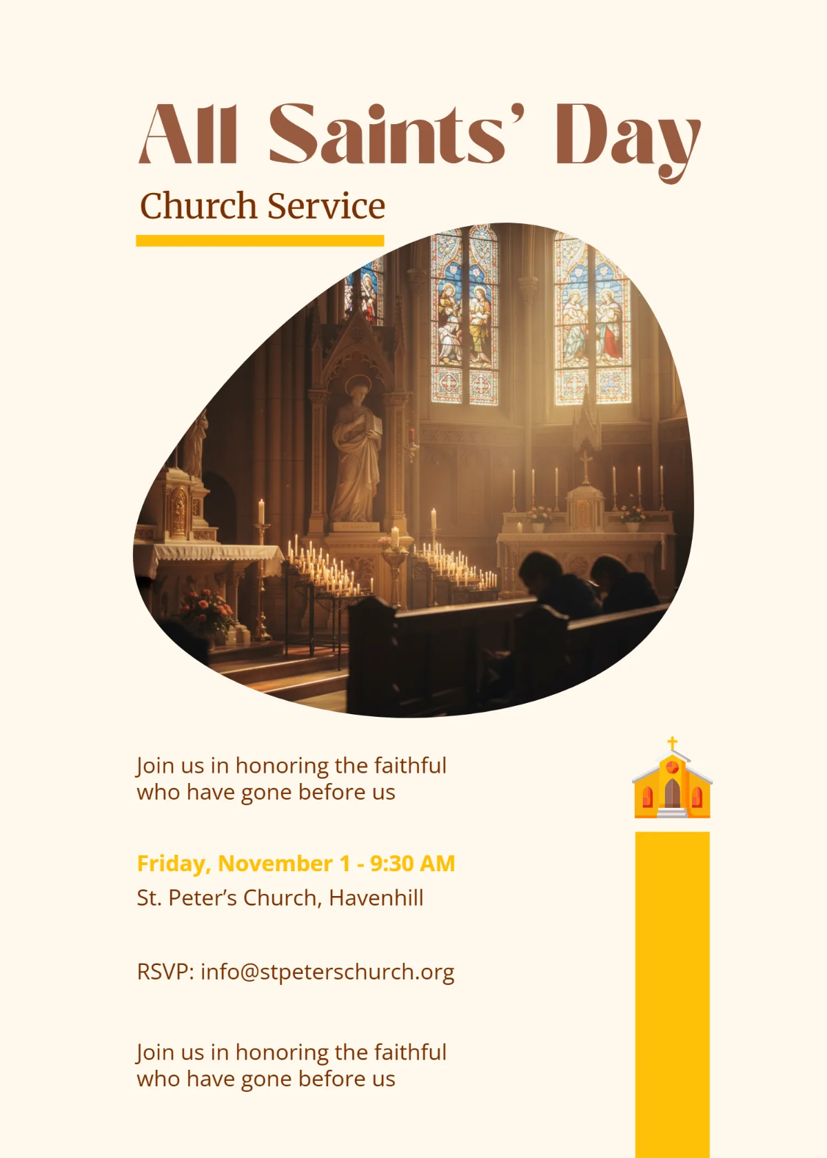 Free All Saints' Day Church Invitation Template to Edit Online