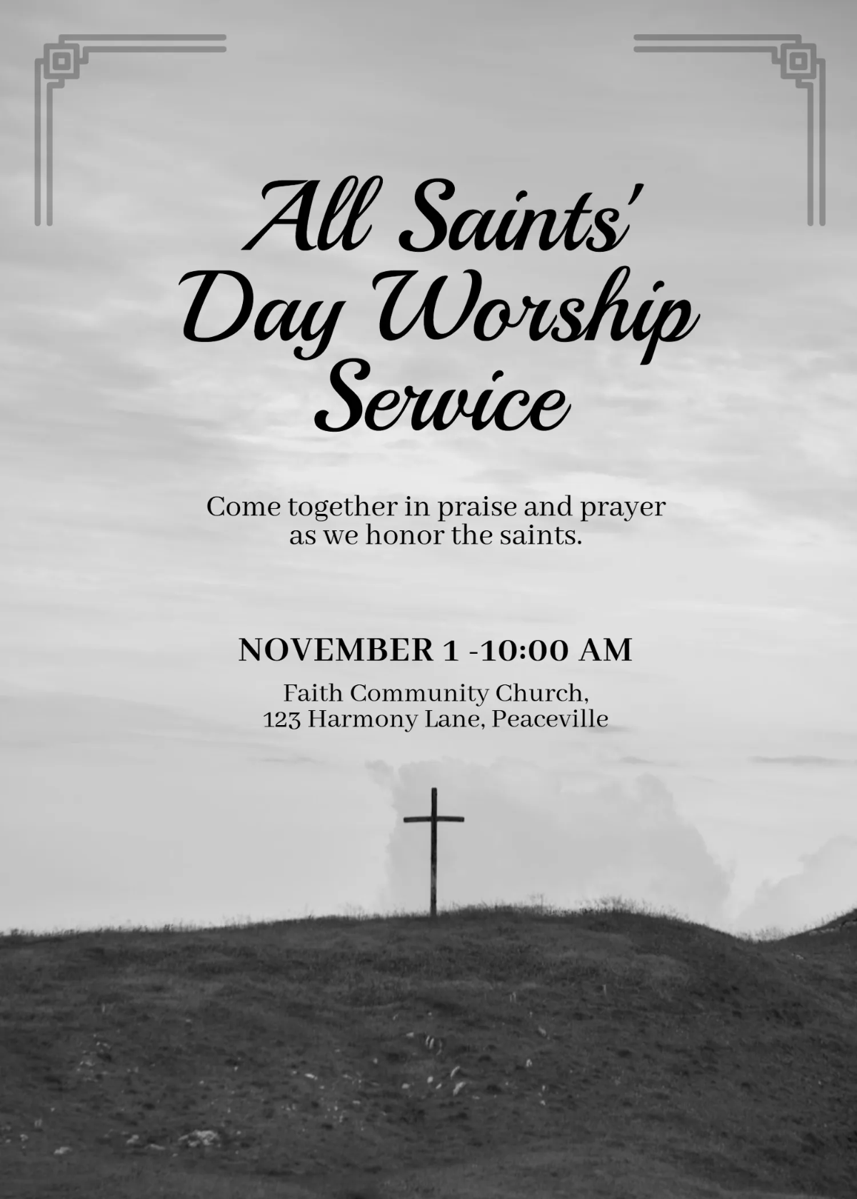 Free All Saints' Day Worship Invitation Template to Edit Online