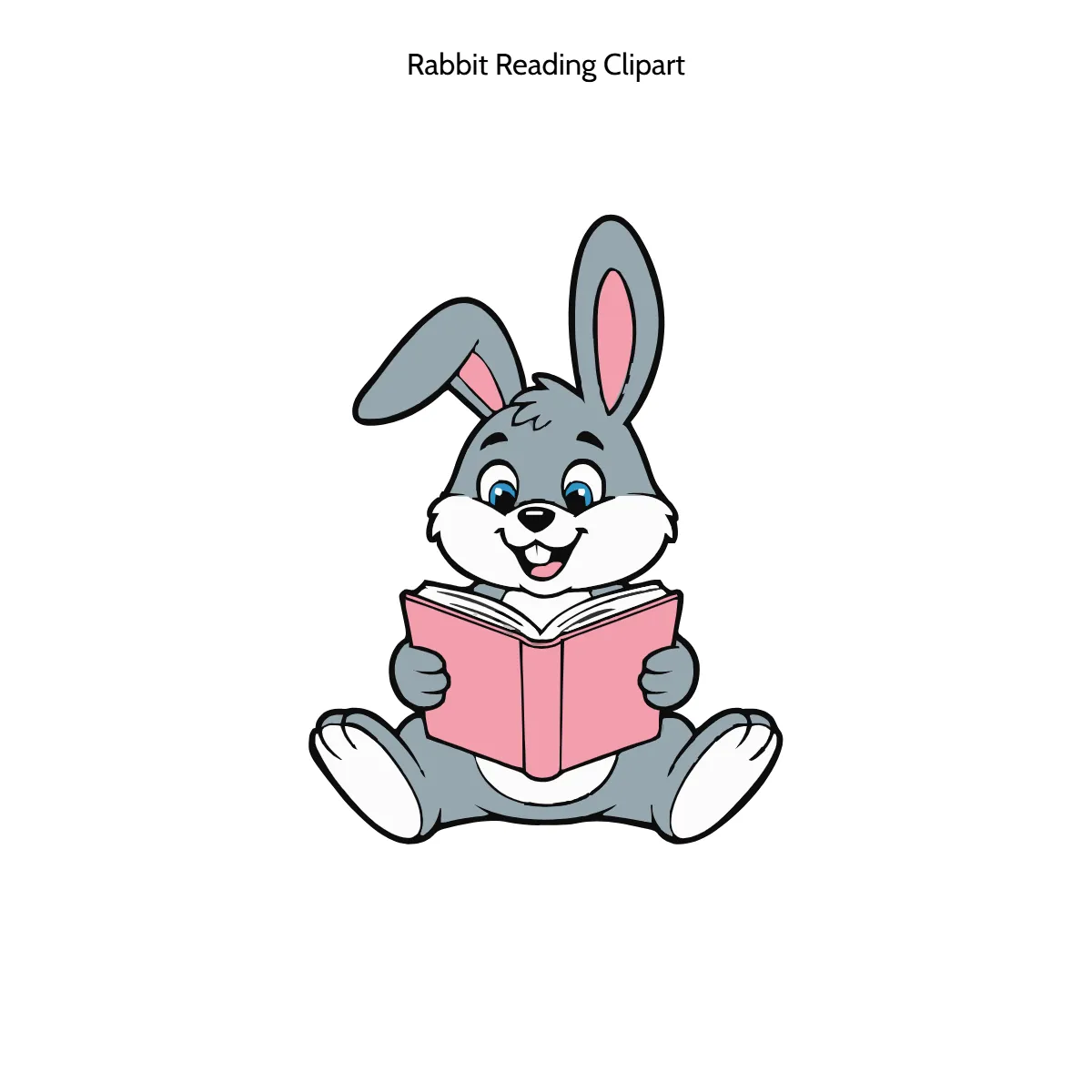 Free Rabbit Reading Vector Clipart (PNG, SVG) to Edit Online