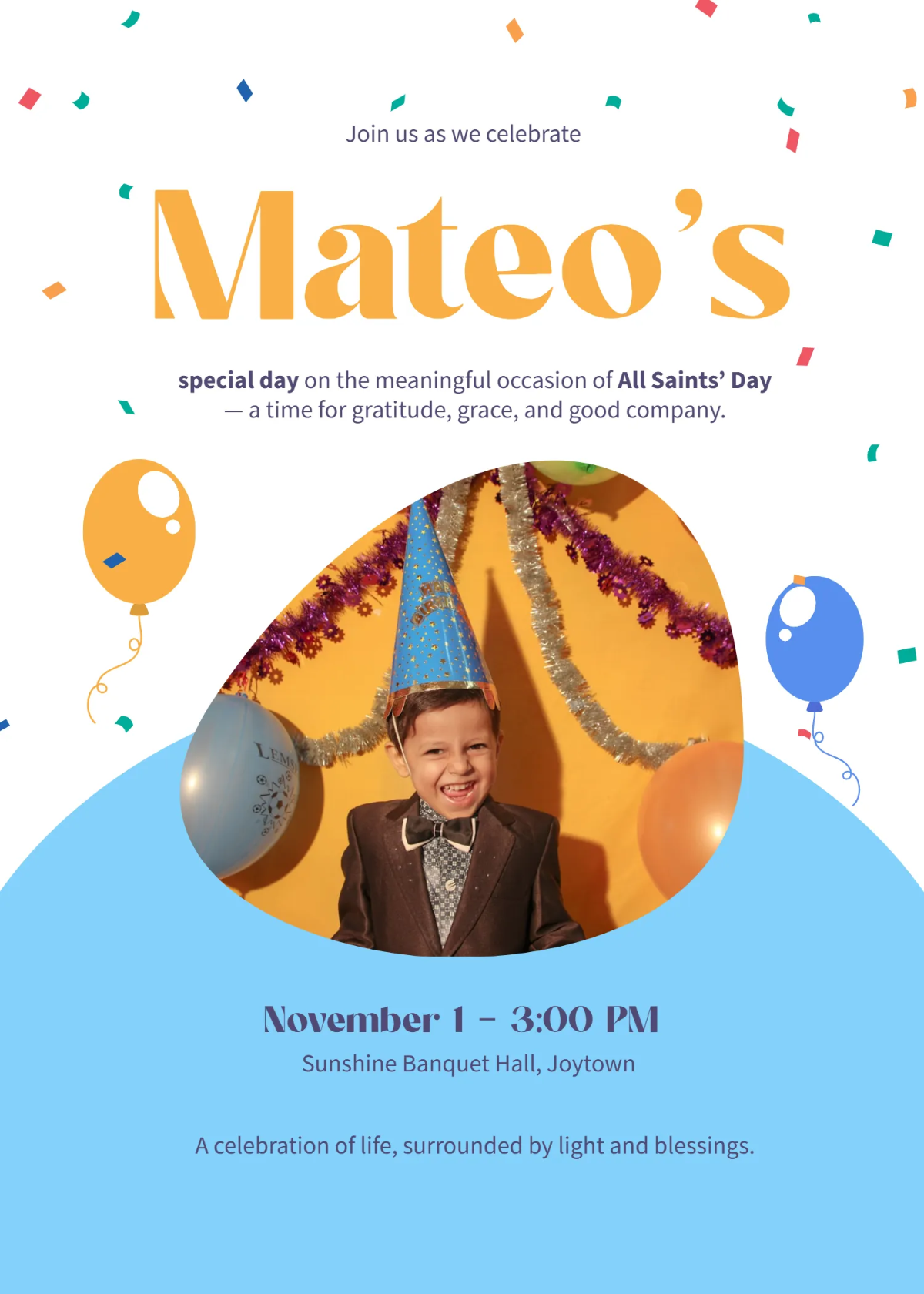 Free All Saints' Day Birthday Invitation Template to Edit Online