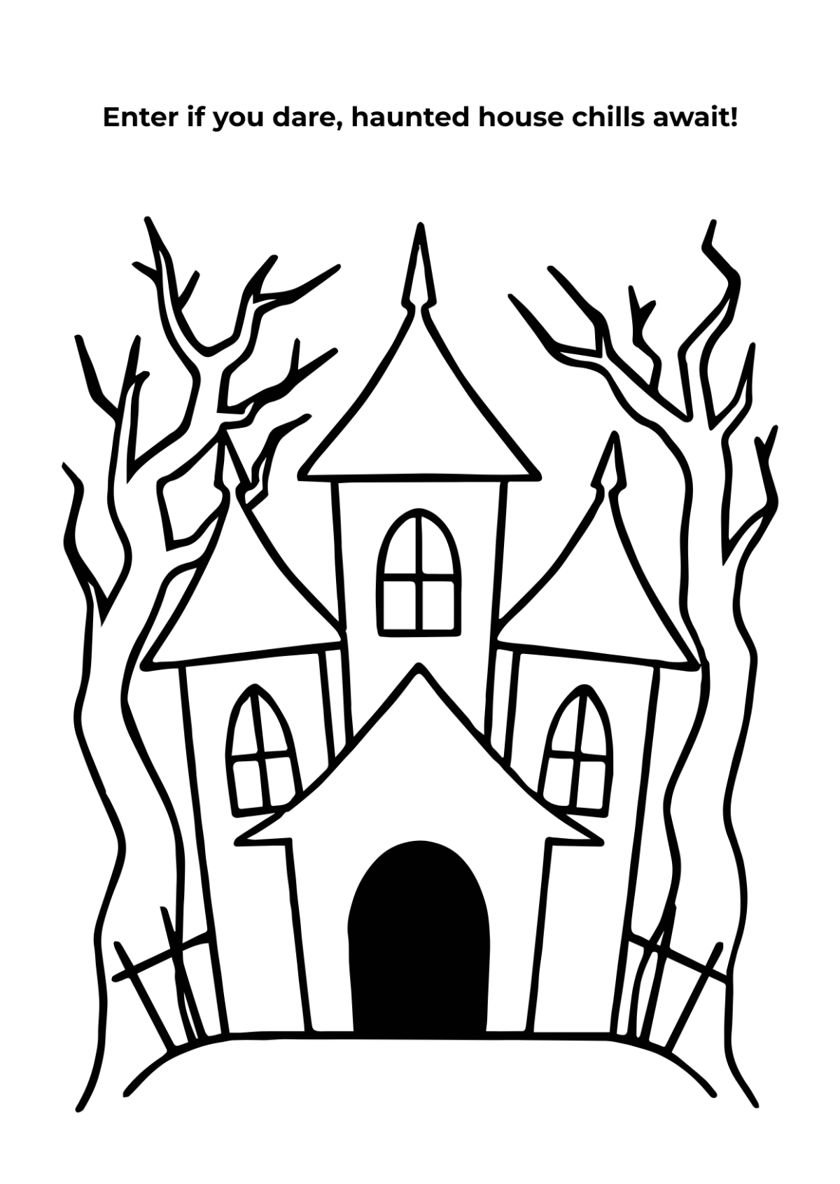 Free Halloween Haunted House Drawing Template to Edit Online