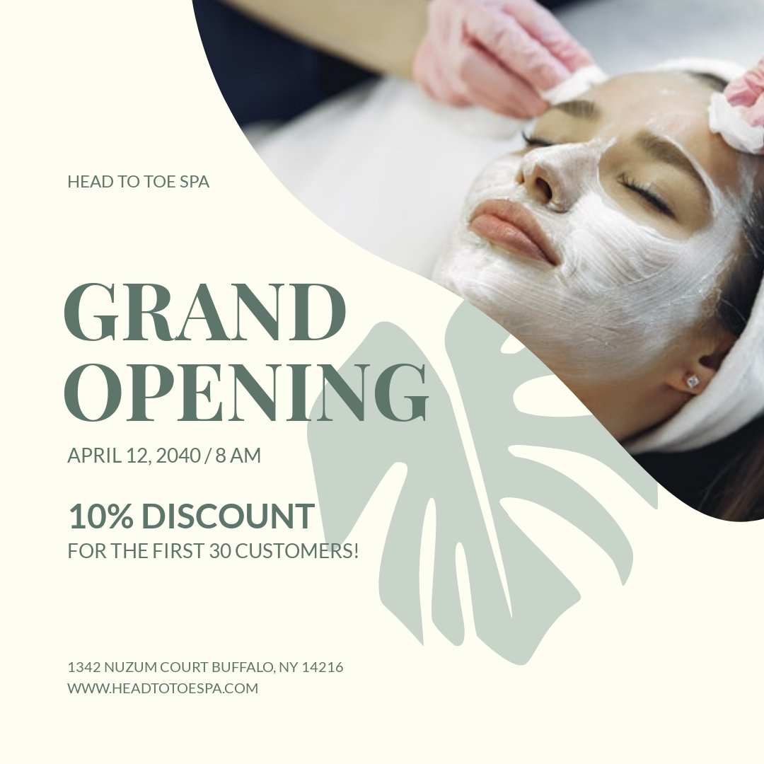 Free Spa Opening Instagram Post Template