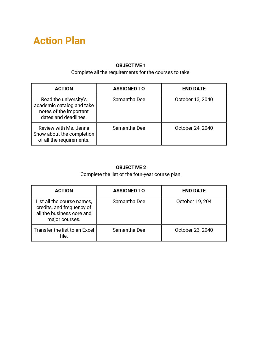 Four Year Course Plan Template Google Docs, Word, Apple Pages