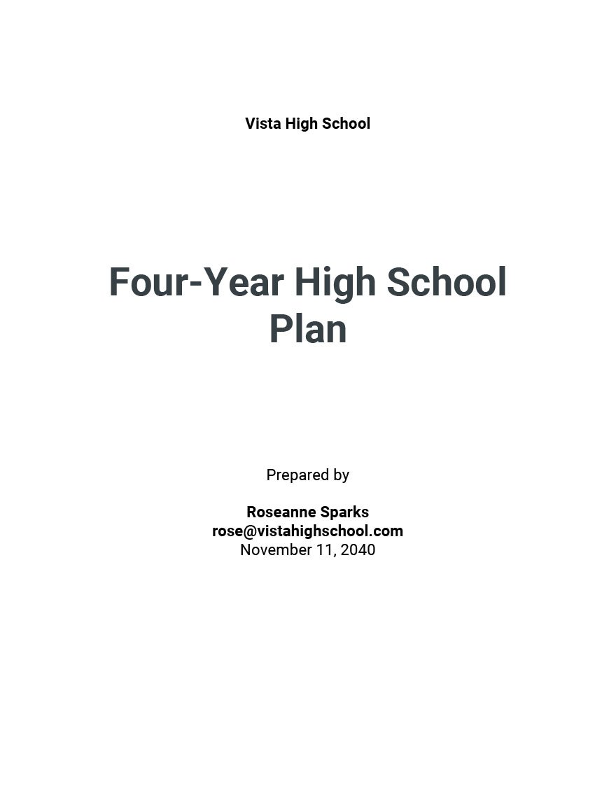 Four-Year High School Plan Template