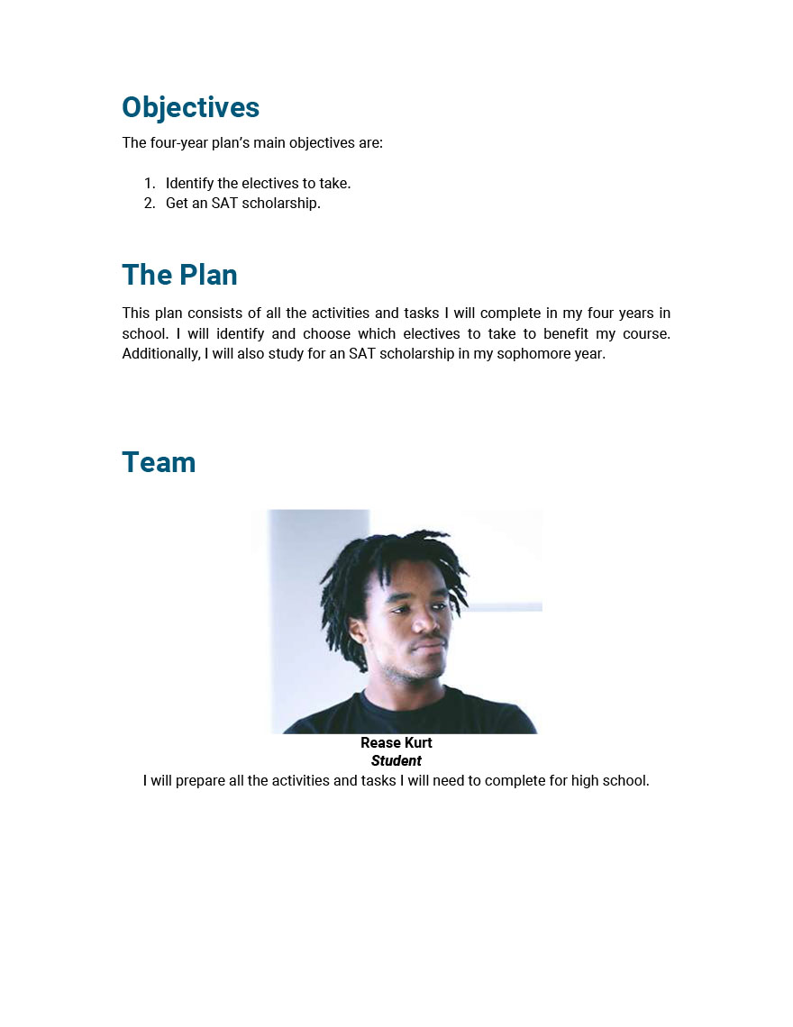 Four Year Plan Template Google Docs Word Apple Pages Template net