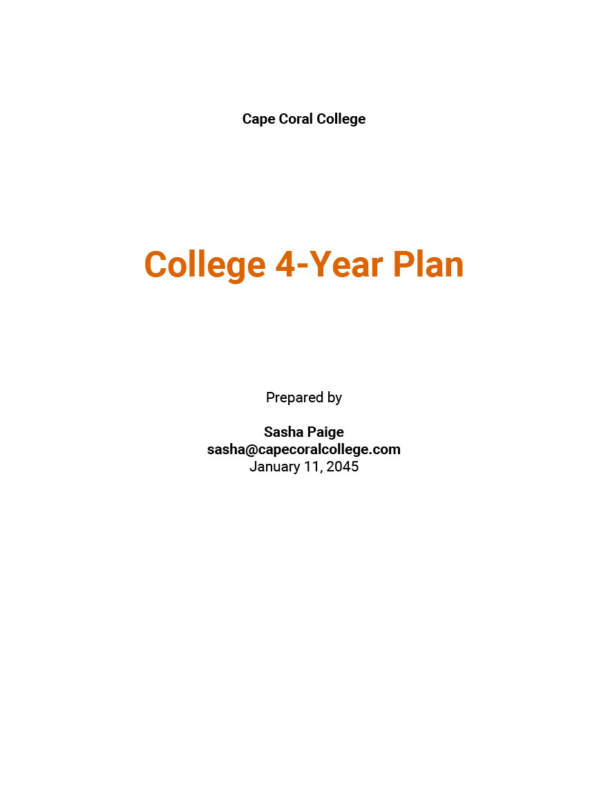College 4 Year Plan Template Google Docs, Word, Apple Pages, PDF