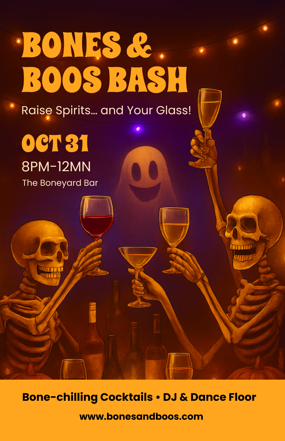 Bones & Boos Halloween Poster Template to Download