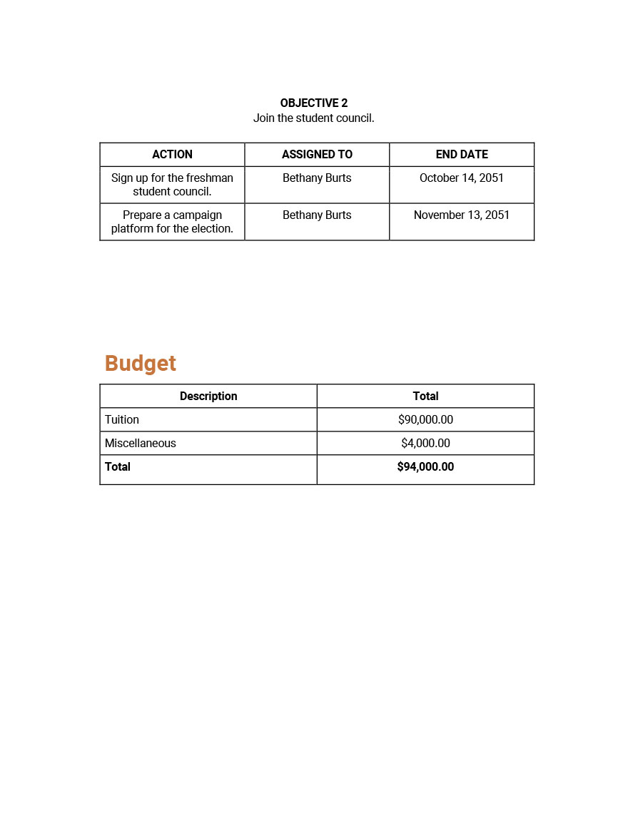 4 Year Plan Worksheet Template - Google Docs, Word, Apple Pages ...