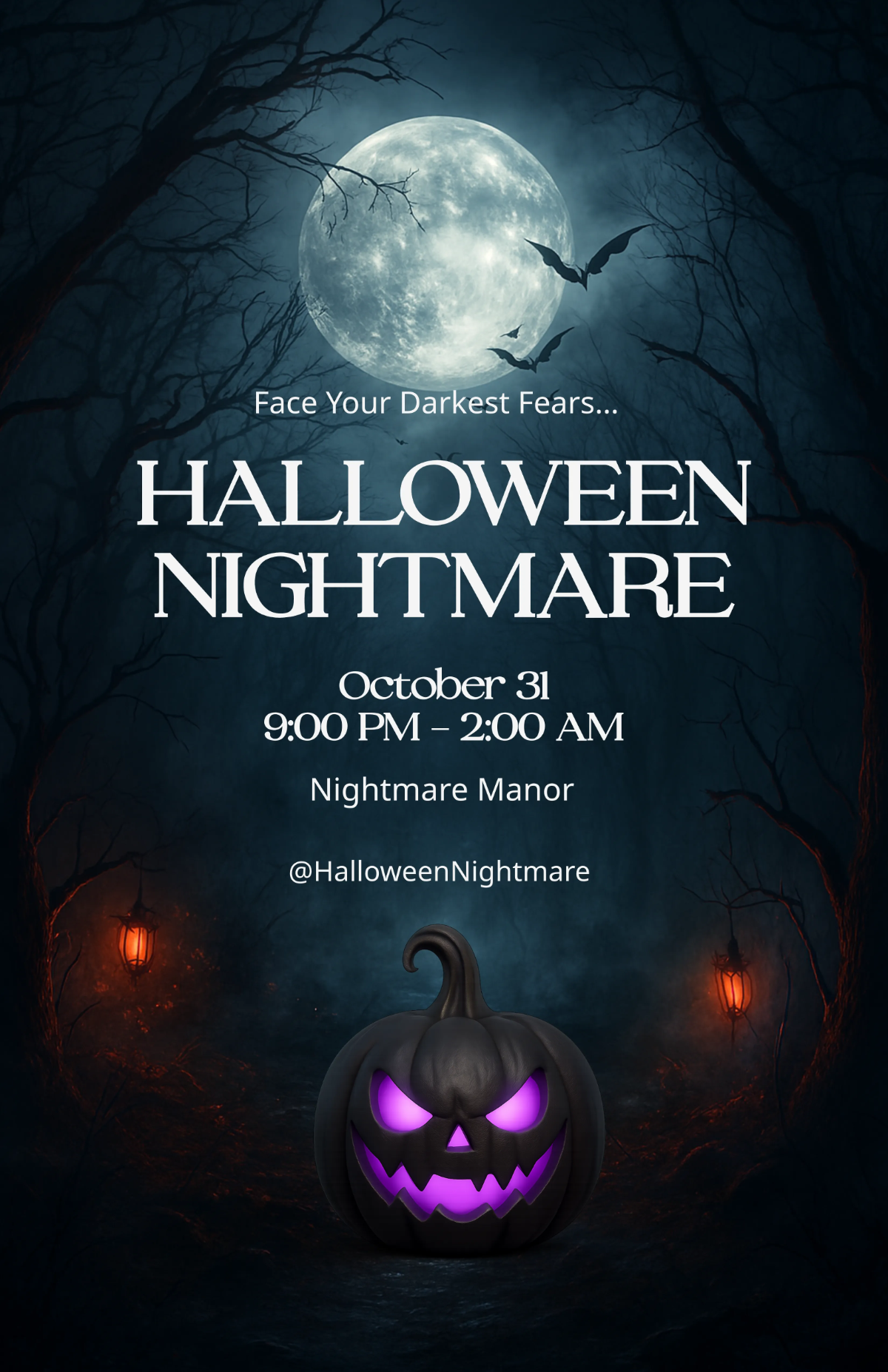 Free Halloween Nightmare Poster Template to Edit Online