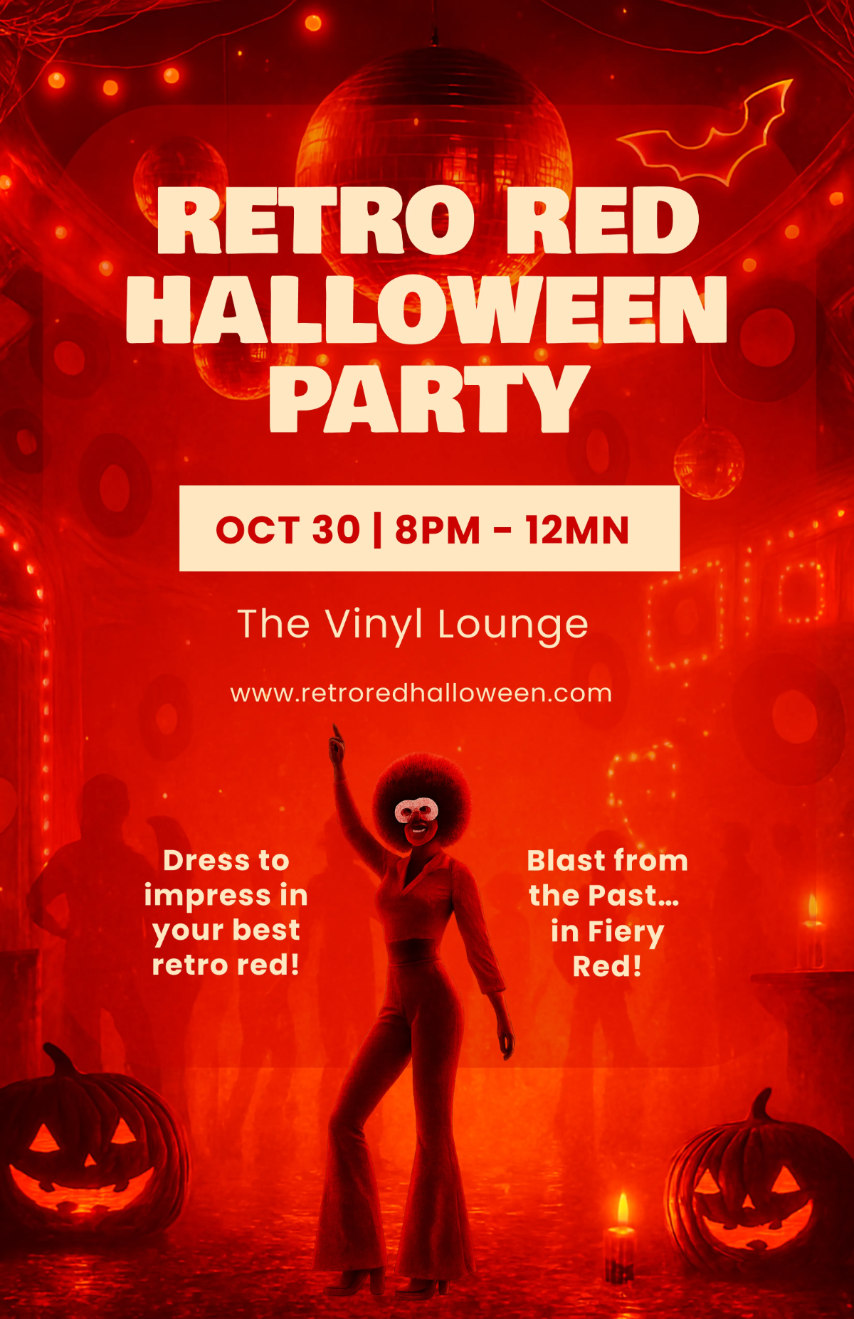 Free Retro Red Halloween Poster Template to Edit Online