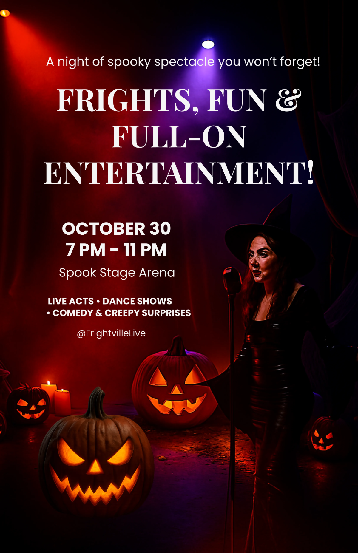 Free Halloween Entertainment Poster Template to Edit Online