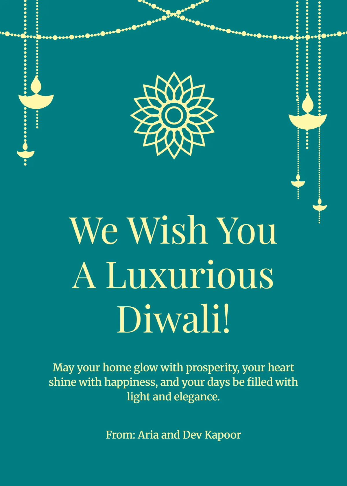 Free Luxury Happy Diwali Wishes Template to Edit Online