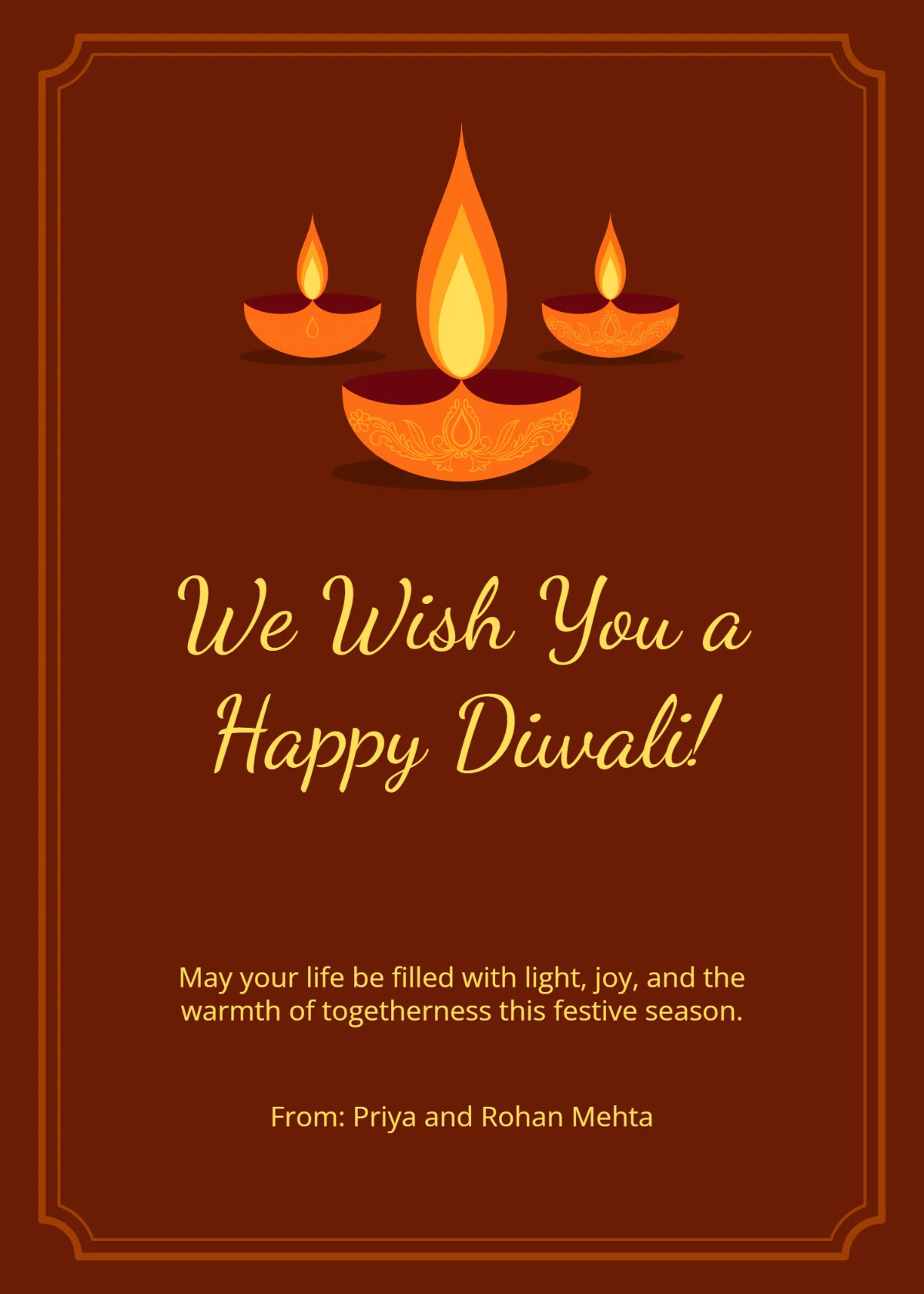 Free Simple Happy Diwali Wishes Template to Edit Online