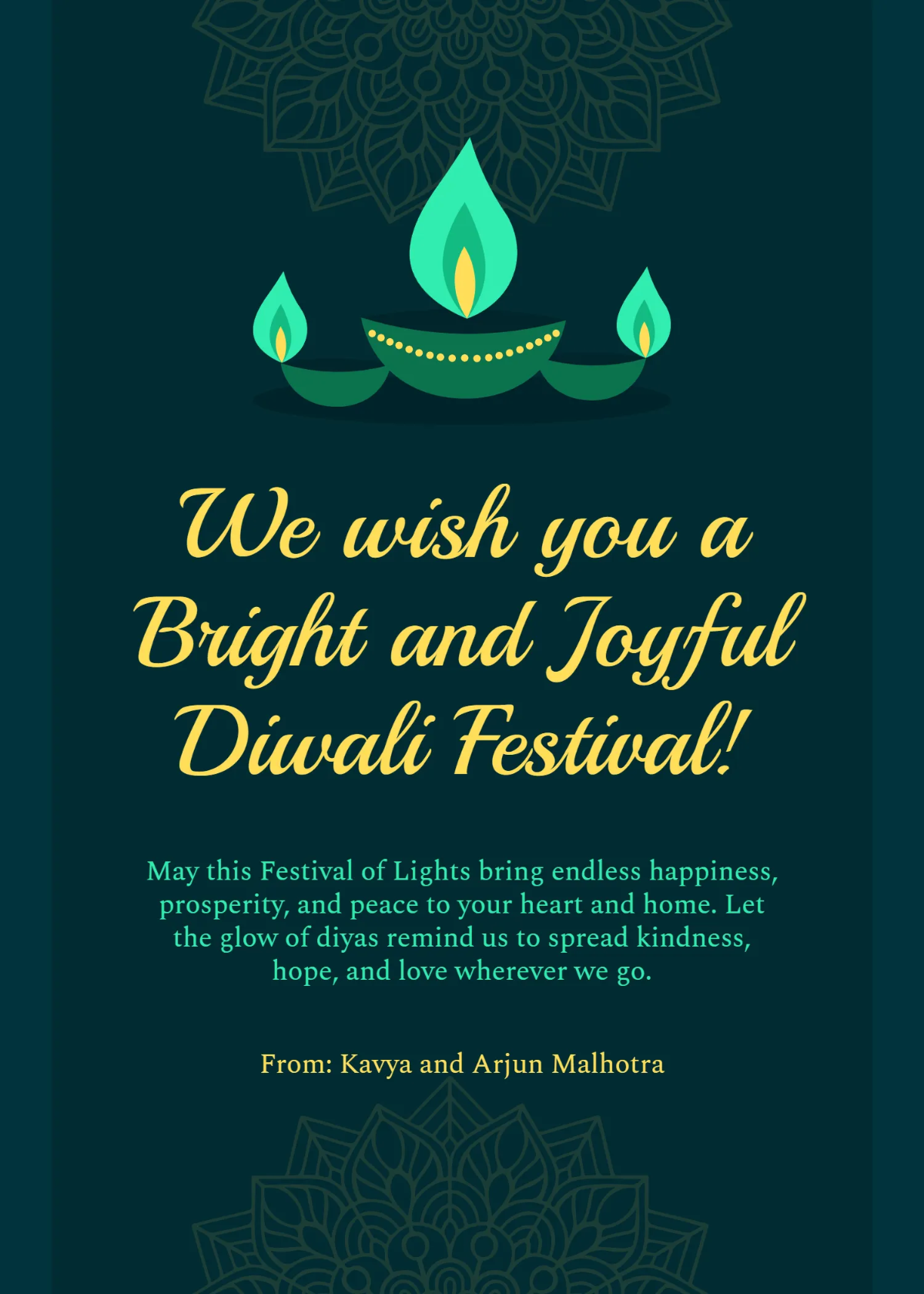 Free Happy Diwali Festival Greeting Template to Edit Online