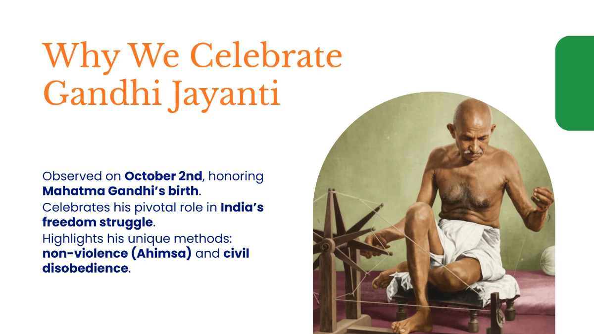 Free Gandhi Jayanti Freedom Movement Presentation Template to Edit Online