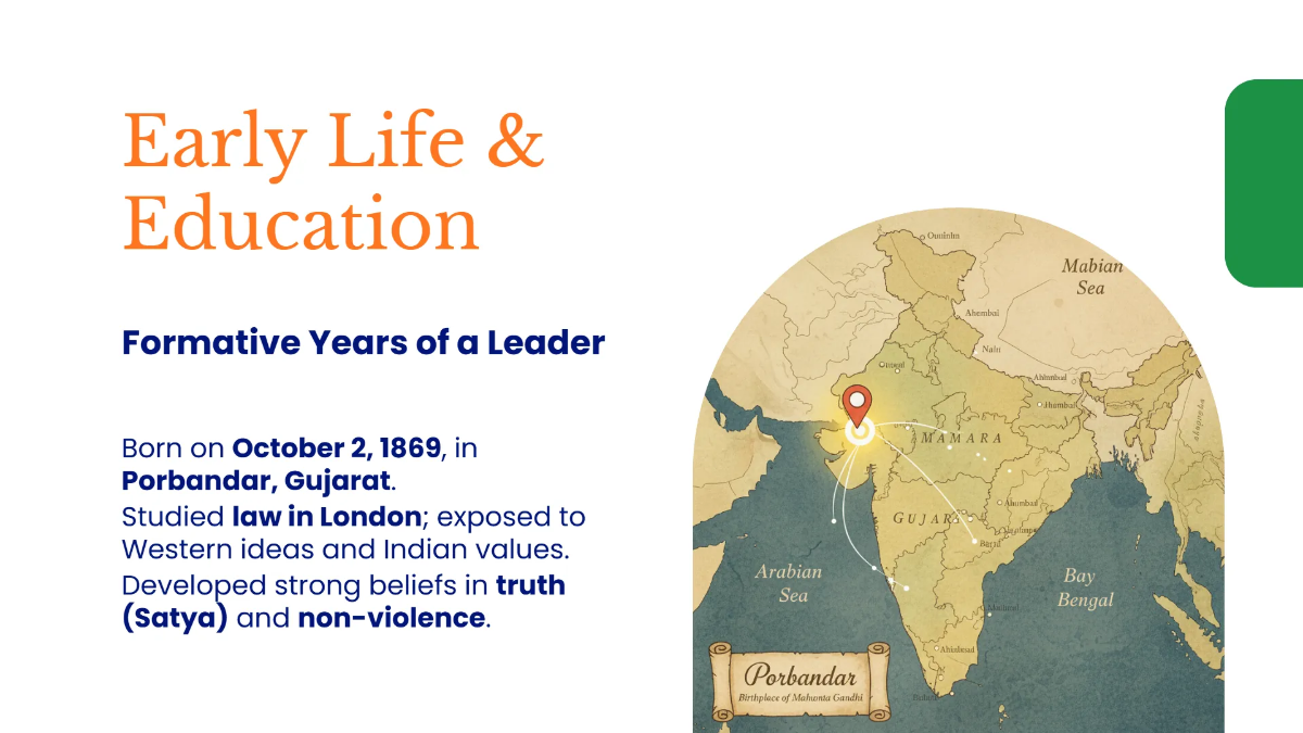 Free Gandhi Jayanti Freedom Movement Presentation Template to Edit Online