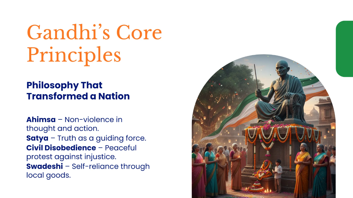 Free Gandhi Jayanti Freedom Movement Presentation Template to Edit Online