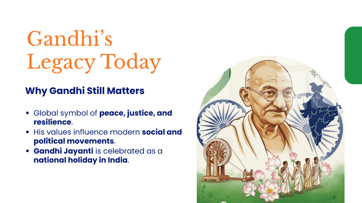 Free Gandhi Jayanti Freedom Movement Presentation Template to Edit Online