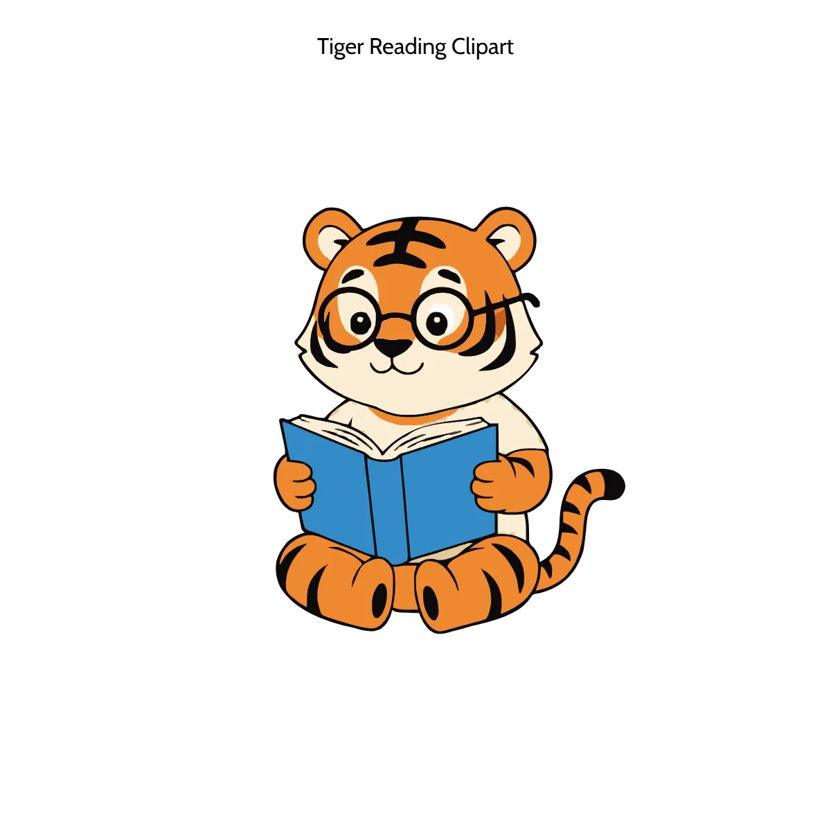 Free Tiger Reading Vector Clipart (PNG, SVG) to Edit Online