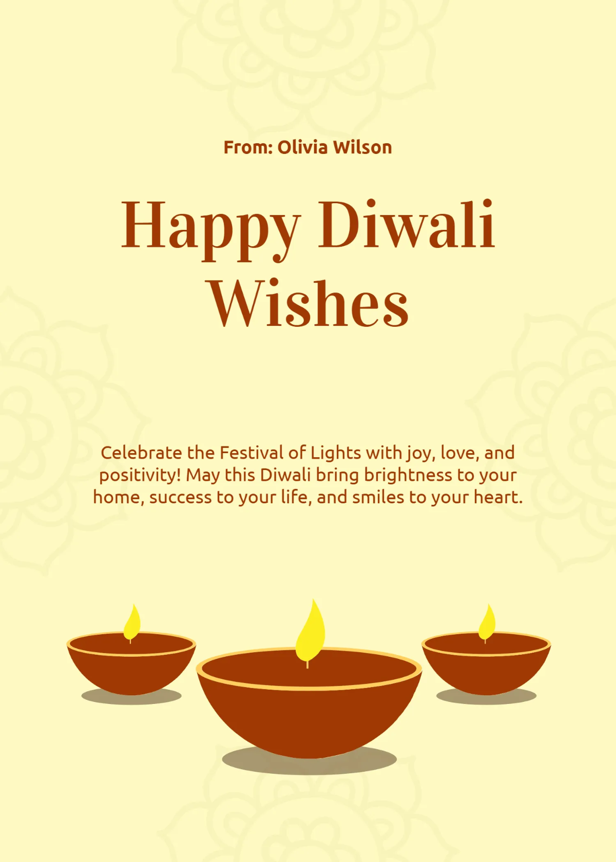 Free Editable Happy Diwali Wishes Template to Edit Online