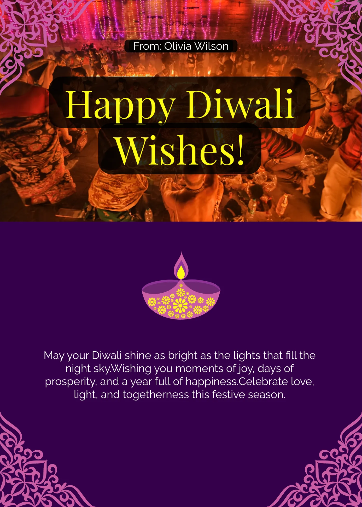 Free Happy Diwali Wishes Design Template to Edit Online