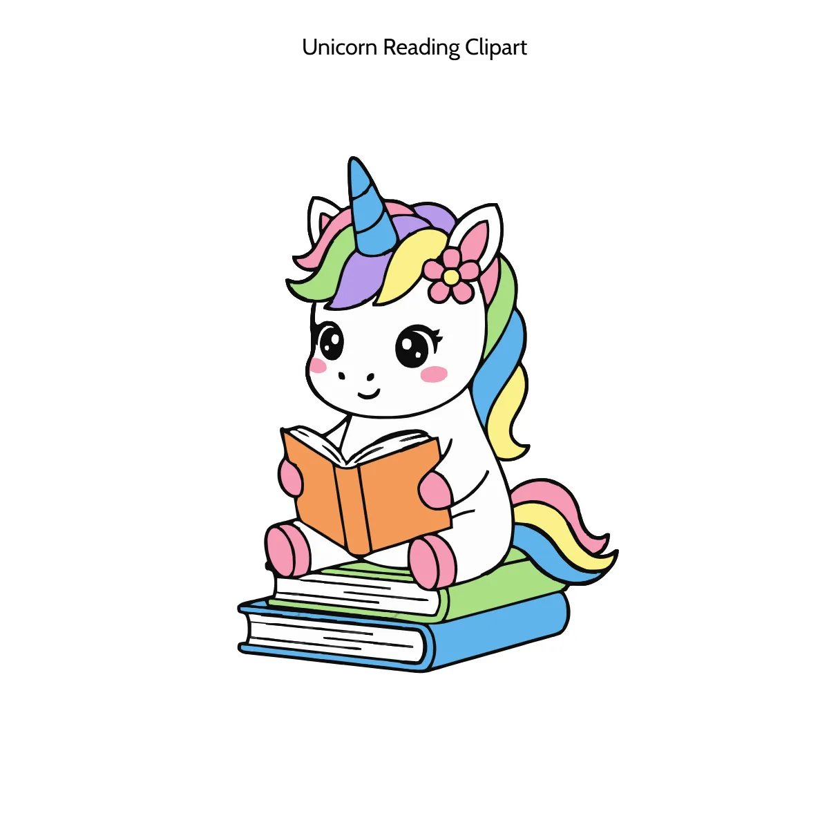 Free Unicorn Reading Vector Clipart (PNG, SVG) to Edit Online