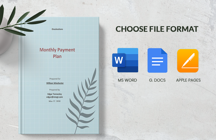 Monthly Payment Plan Template
