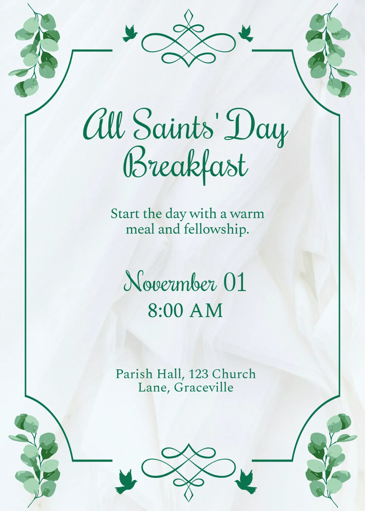 Free All Saints' Day Breakfast Invitation Template to Edit Online