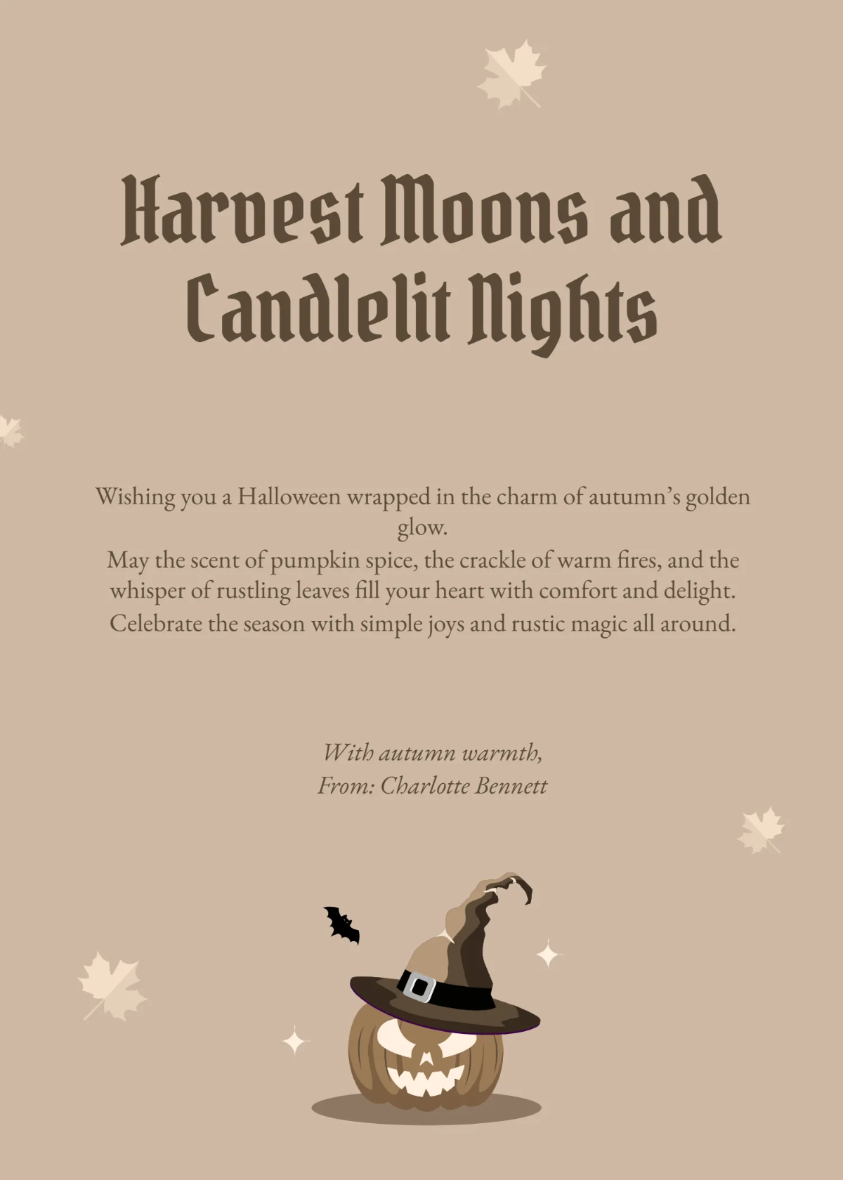 Free Rustic Halloween Wishes Template to Edit Online