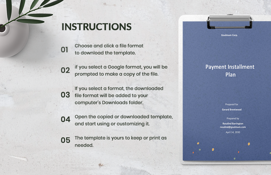 Payment Installment Plan Template